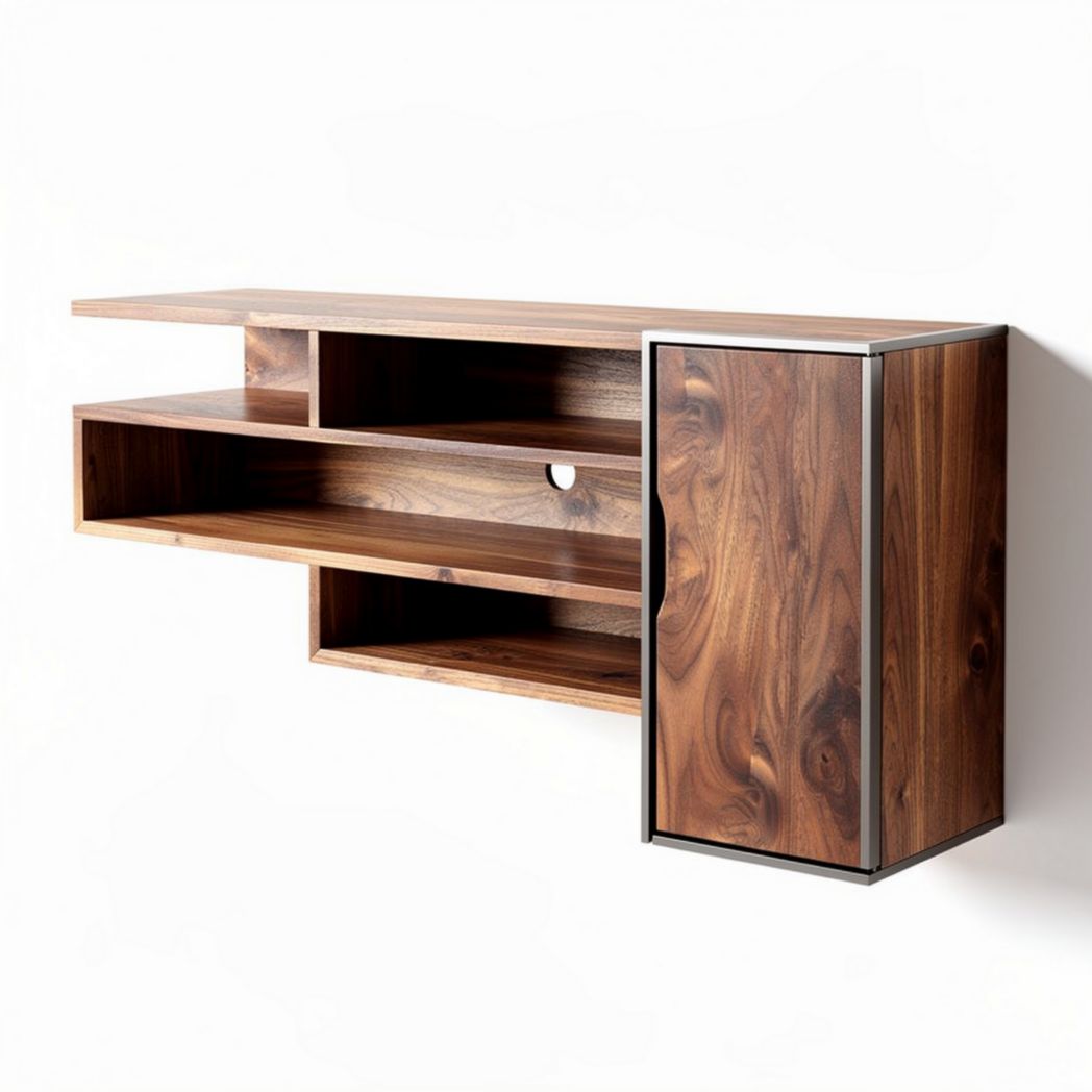 Meuble mural en bois de noyer avec rangement dimensions 120 x 40 x 25cm