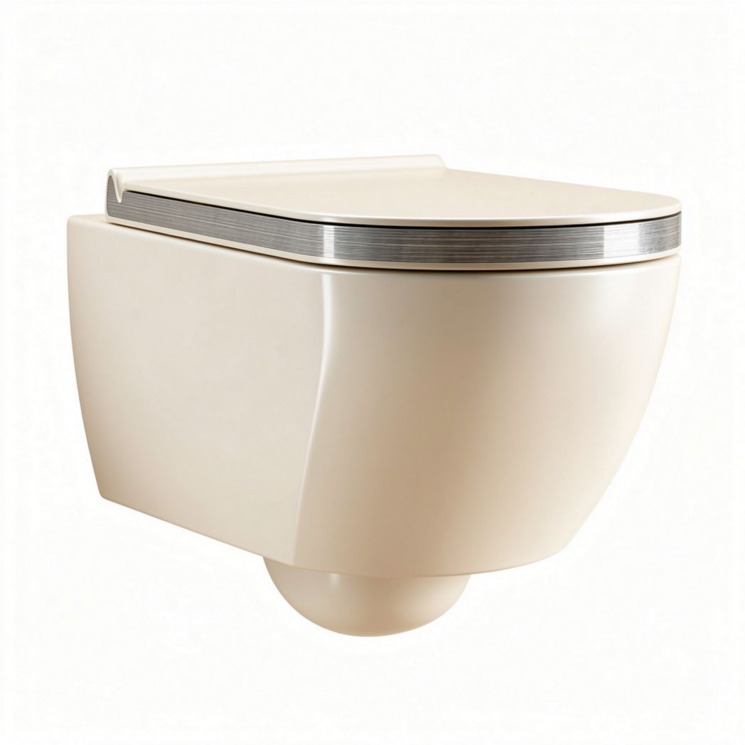 Toilette suspendue moderne en céramique beige avec abattant doux 50 x 35 x 30cm