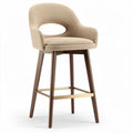 Chaise de bar en tissu beige et bois de hêtre 80 x 50 x 110 cm