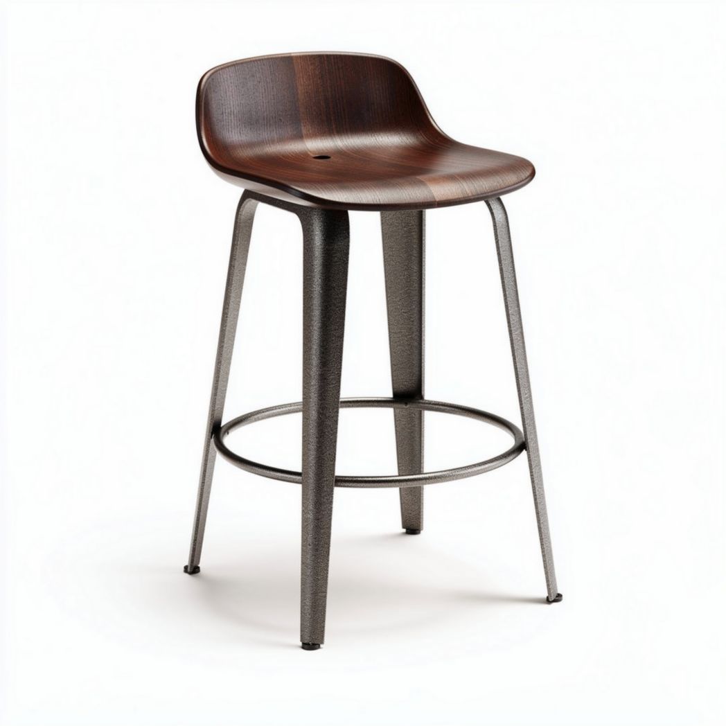 Tabouret de bar en bois et métal gris hauteur 75cm 45 x 45 x 75cm
