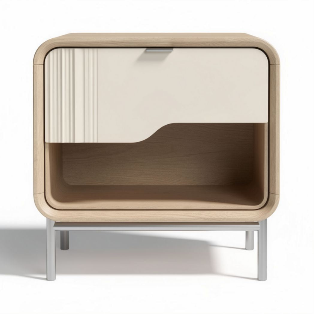 Table de chevet en bois et métal avec tiroir design moderne 40 x 40 x 50cm