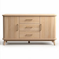 Buffet en bois clair avec trois tiroirs et deux portes 130 x 45 x 70cm