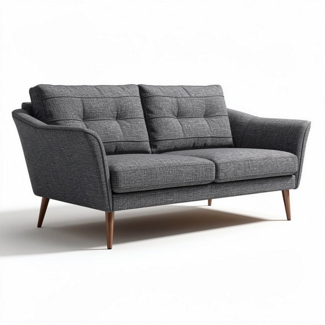Canapé moderne en tissu gris avec pieds en bois 200 x 90 x 80cm