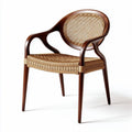 Chaise en bois de teck avec assise en osier naturel 45 x 50 x 80cm